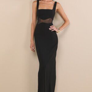 Lulus Onetta Black Mesh Column Maxi Dress - Size S